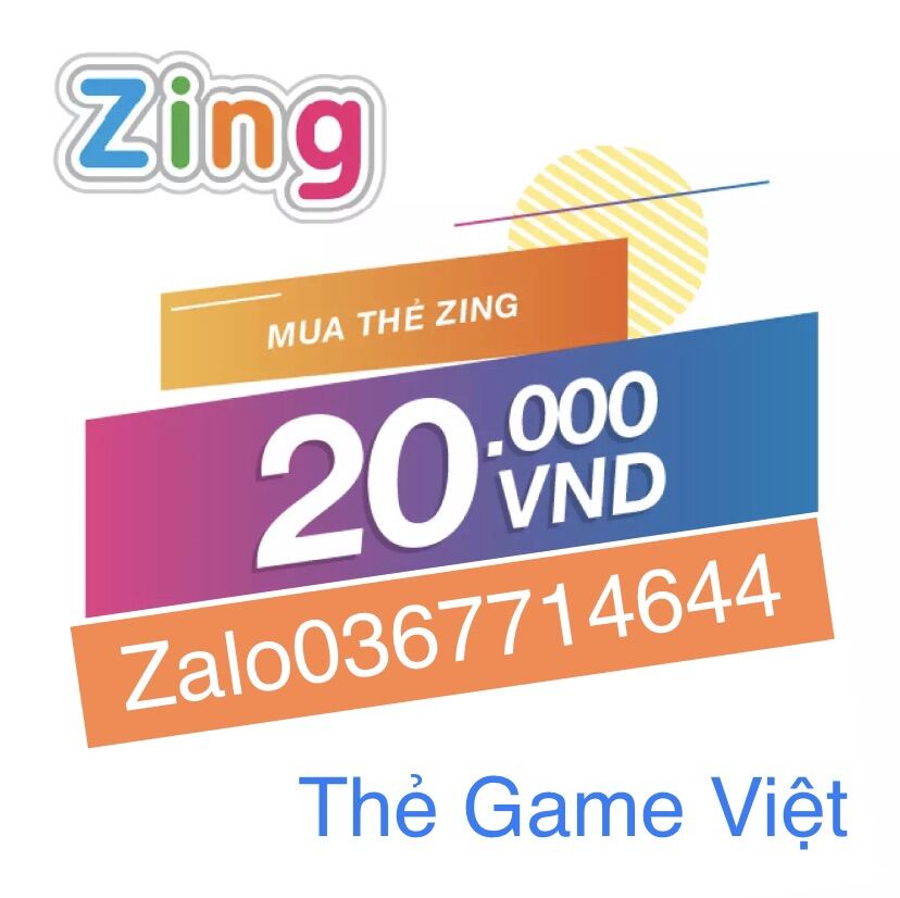 Thẻ Zing 20k(nhận mã siêu tốc 30s,k vận chuyển)