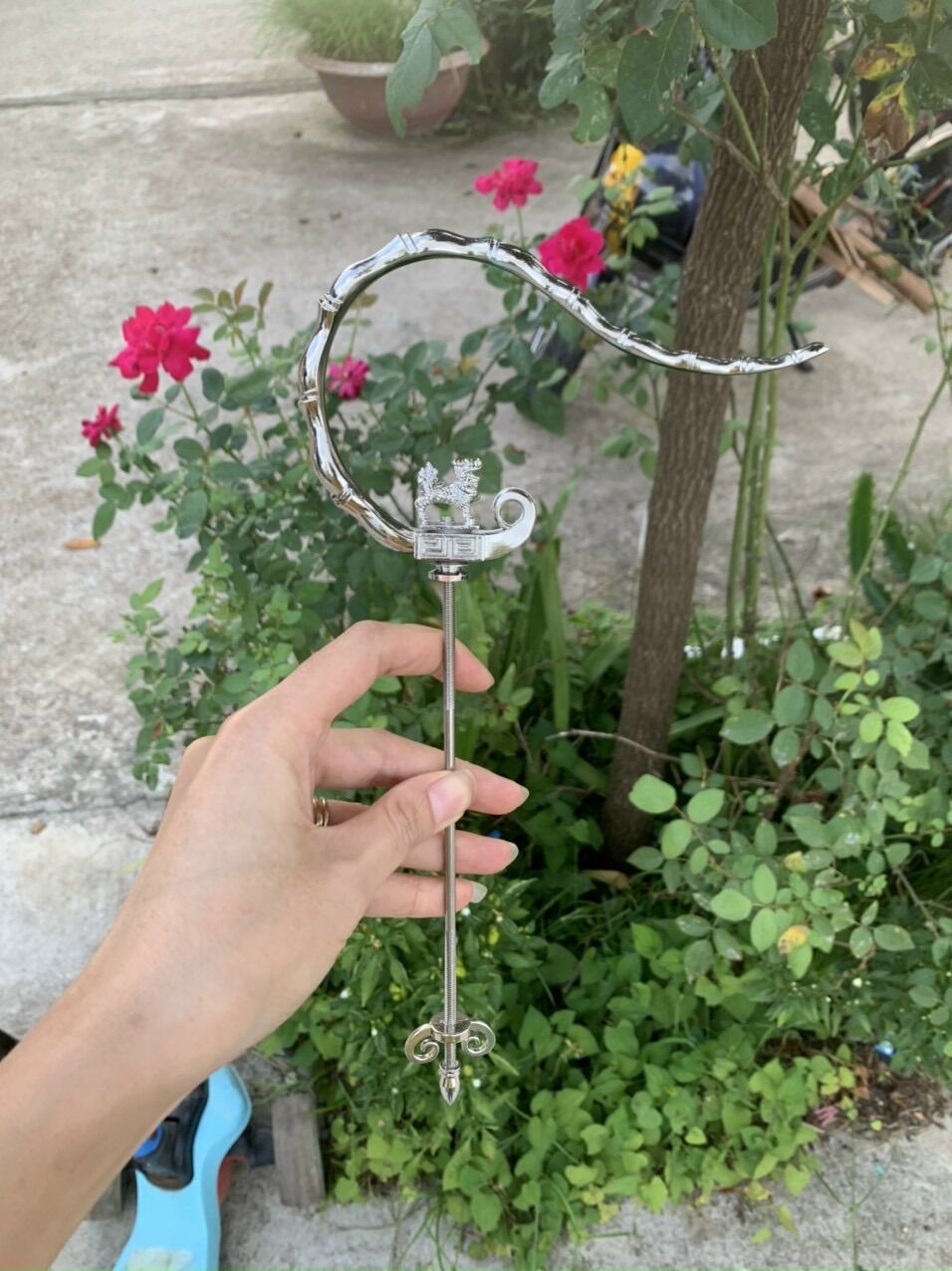 Móc đồng treo lồng chim đốt trúc sư tử hàng Tàu