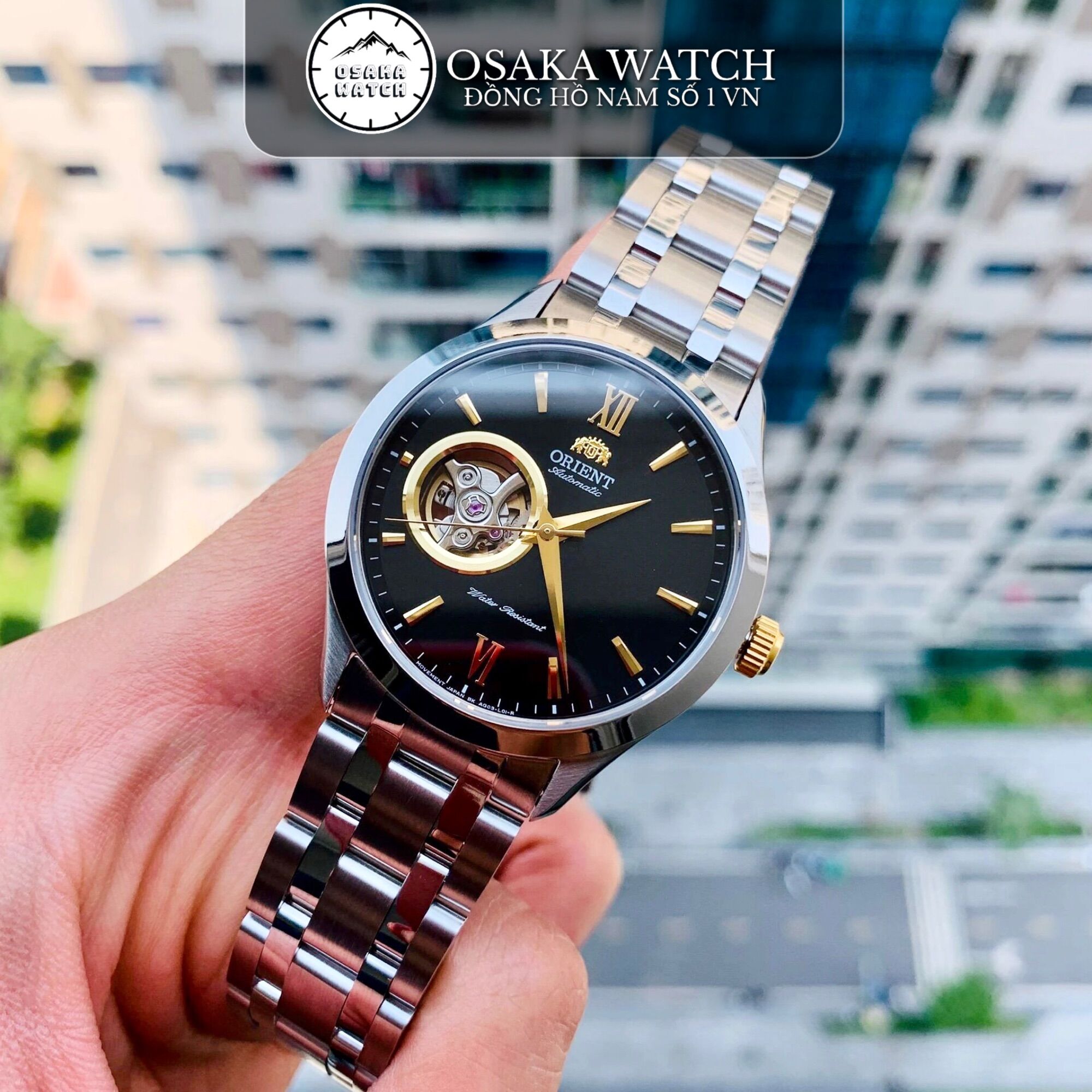 Đồng hồ cơ nam orient or1847 dây thép không gỉ đúc lộ cơ cao cấp - osaka watch