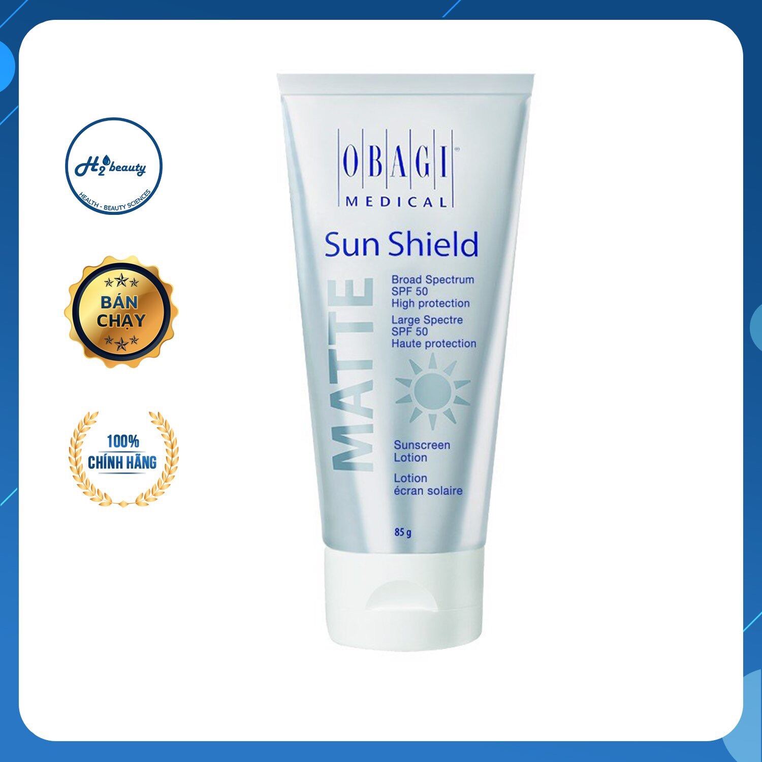 Kem chống nắng Oba. gi Sun Shield Matte Broad Spectrum SPF 50 Premium bảo vệ da khỏi các bức xạ mặt trời UVA, UVB , ngăn ngừa cháy nắng, lão hóa da - Tuýp 85gam thumbnail