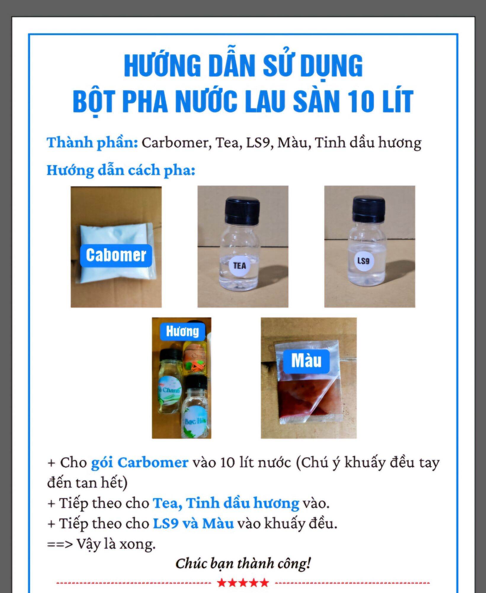 Set Bột pha nước lau sàn 12 lít, vệ sinh, làm sạch