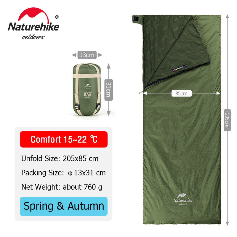 Naturehike lw180 túi ngủ ultralight cotton túi ngủ mùa xuân mùa hè túi ngủ ngoài trời đi bộ đường dài cắm trại túi ngủ