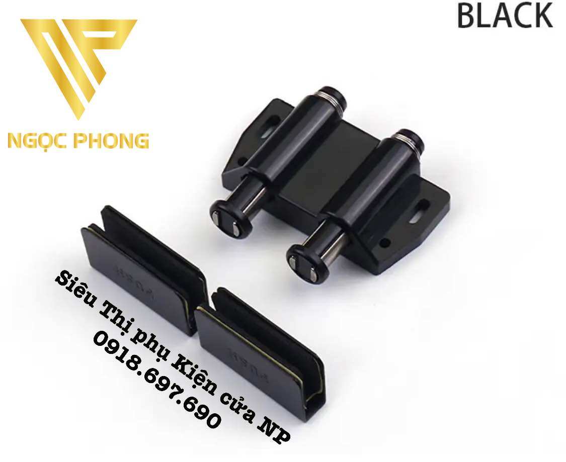 [Đen] Bộ lề nhấn cửa tủ đóng mở kính 3-5mm màu đen