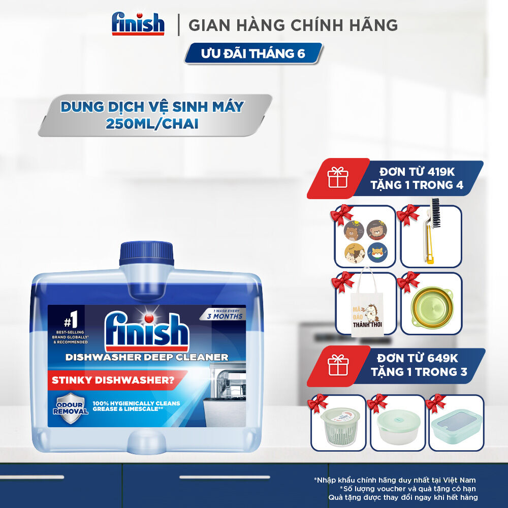 Dung Dịch Tẩy Rửa Máy Rửa Chén Bát Finish Dishwasher Deep Cleaner - chai 250ML