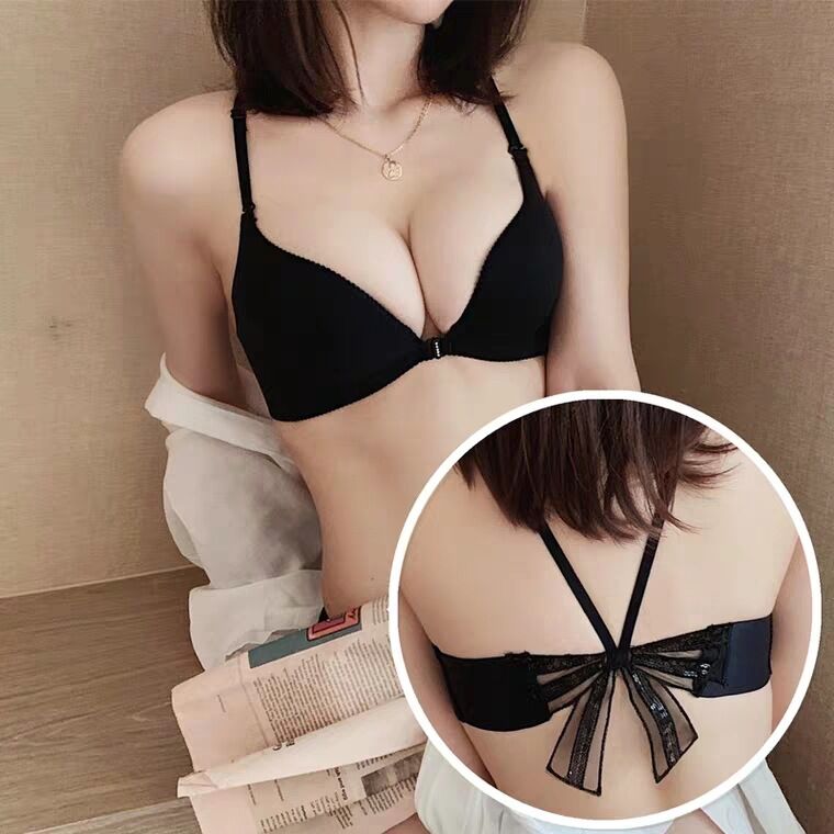 Đồ lót cho nữ bộ áo ngực gợi cảm lưng đẹp cúc cài trước ôm cụp ôm cụp không gọng thép áo ngực dày dặn ngực nhỏ có thể điều chỉnh