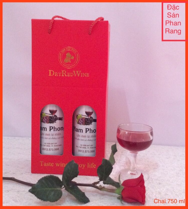 Nước Nho Lên Men Tự Nhiên Nguyên Chất Nam Phong- Chai thủy tinh 750 ml - Vang Nho Ninh Thuận Nguyên Chất 100% ( 1 cặp 2 chai).