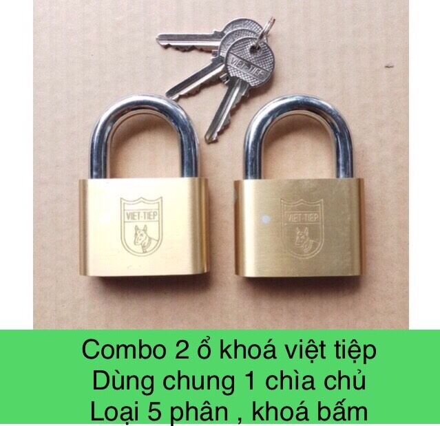 Combo 2 ổ khoá việt tiệp dùng chung 1 chìa chủ