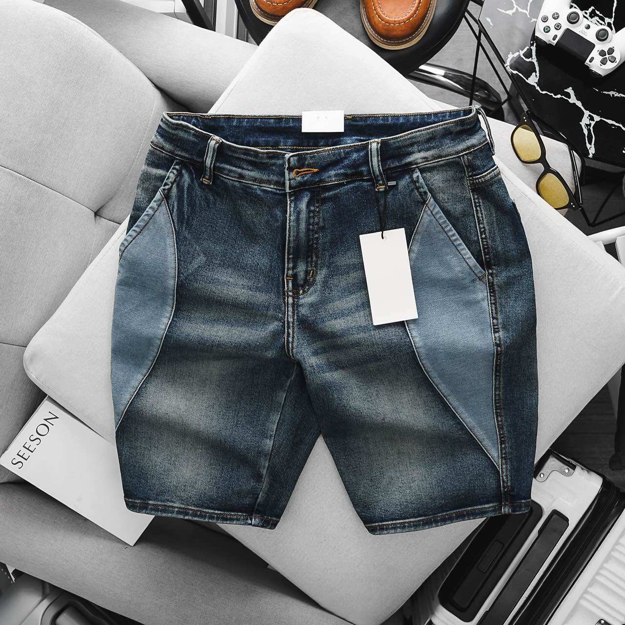 Quần short jean túi kiểu nam hàng vnxk suông nhẹ jean co giãn xịn đẹp