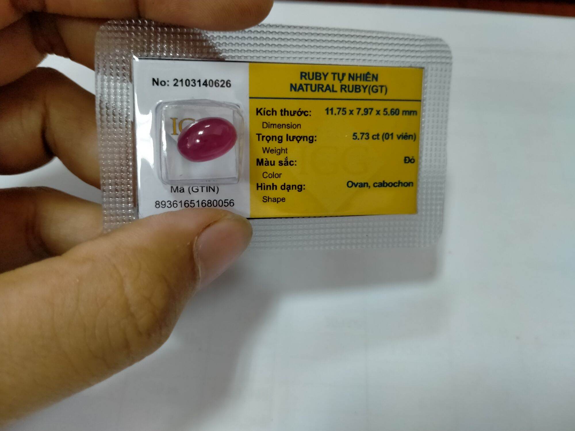 Viên ruby 5,7ct