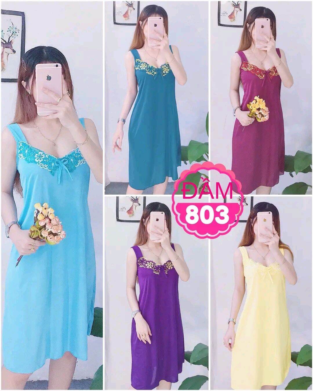 Đầm Mặc Nhà Vải Thun Lạnh Co Giãn Mềm Mại - Váy Ngủ Thun Lạnh Hai Dây Bảng