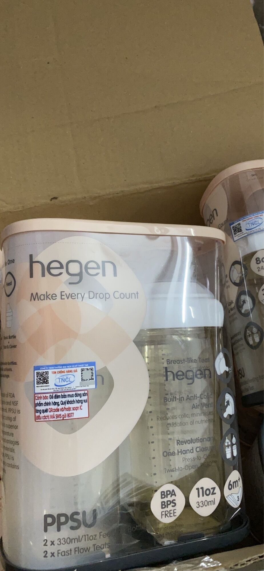 SET Bình sữa Hegen 240ml - Kèm Núm Ti 3+ ( Hegen Hegen PCTO™ 240ml/8oz Feeding Bottle PPSU)