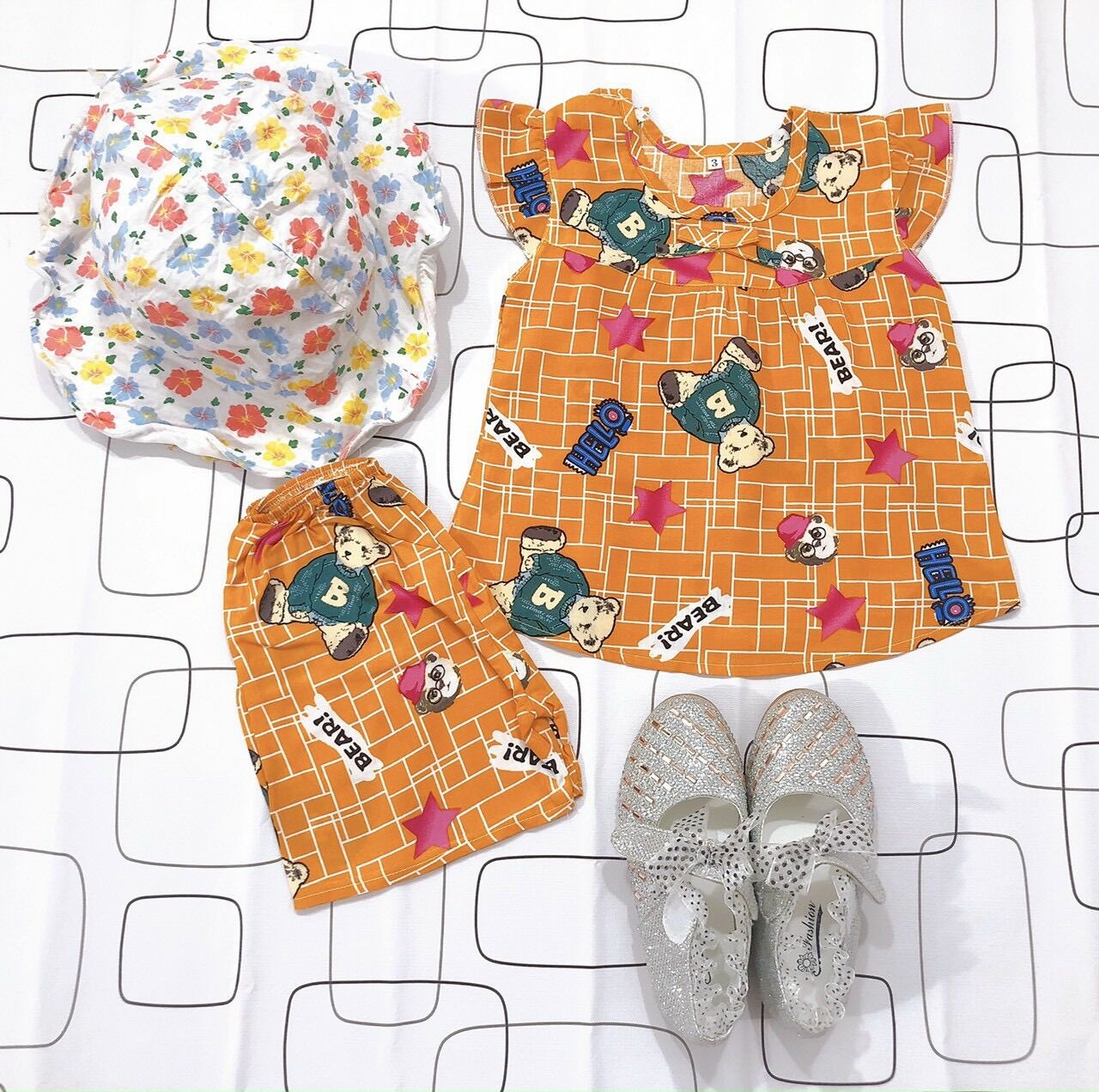 [Mẫu mới 2023, TÔN LOẠI 1] Bộ quần áo bé gái/ Mẫu tay cánh tiên quần ngắn/ Size 7 cho bé 15-16 kg/ Chất tole lanh 2 da loại 1, hàng gia công tại shop