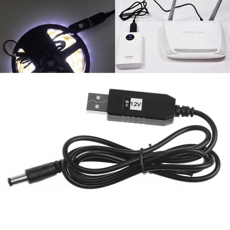 Dây Cáp Chuyển Đổi 5V USB sang 12V 500mA(Mất điện vẫn có Mạng & WiFi).