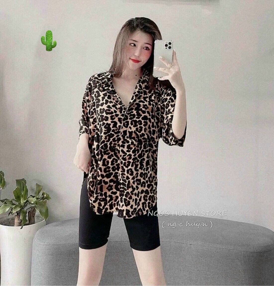Áo sơ mi họa tiết da beo from 58kg trở lại