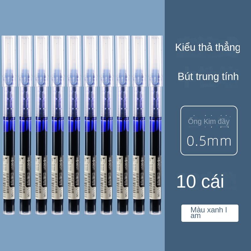 5/10Pcs Student Neutral Straight Liquid Type Ballpoint Gel Pen 0.5mm Black Blue Red Writing Tools