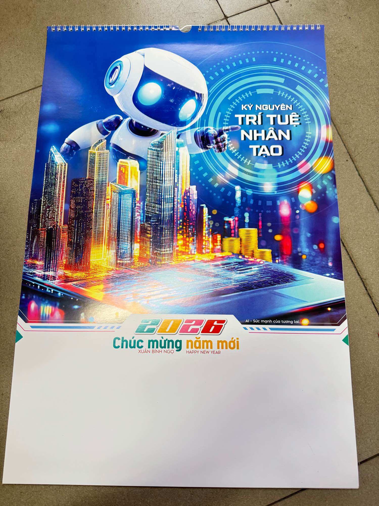 Lịch Tết Treo Tường Lò Xo 7 Tờ 2026 Bính Ngọ Siêu Đẹp Bóng Mượt