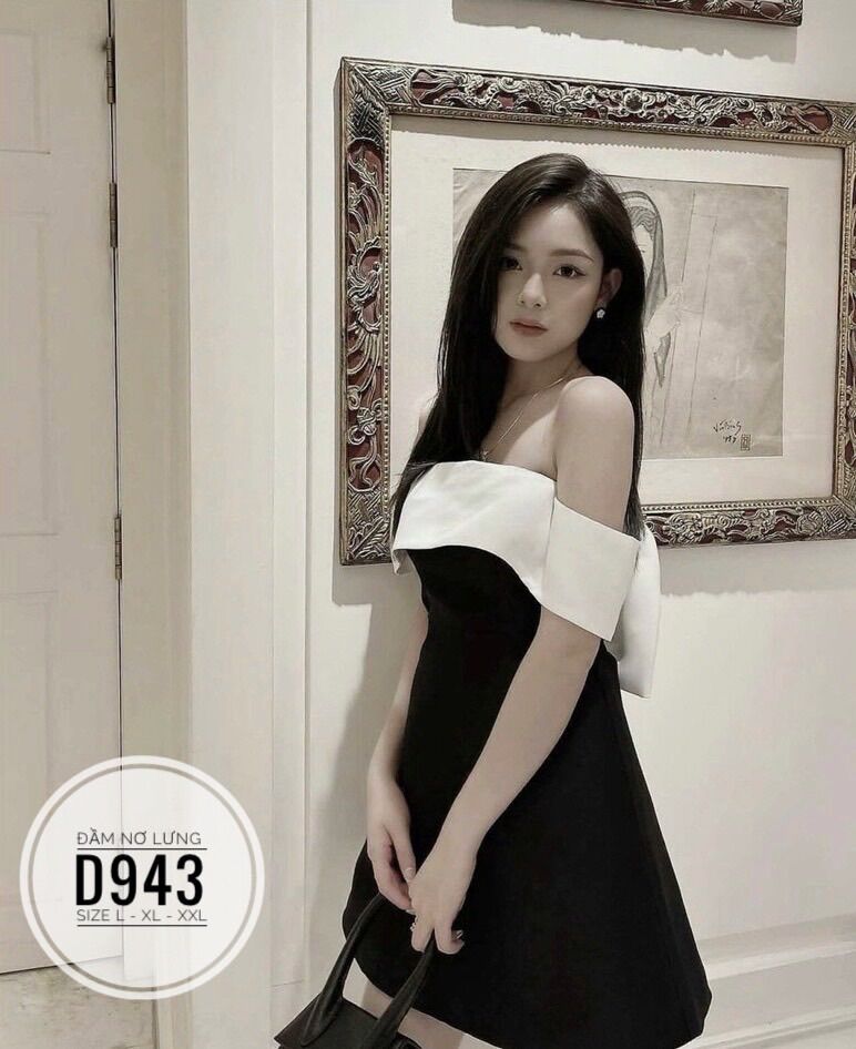 [Ảnh thật] 60-90kg Bigsize ĐẦM NƠ LƯNG TRỄ VAI D943