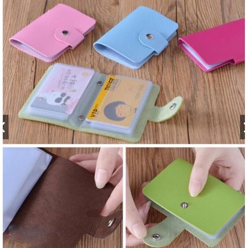 Ví Đựng Thẻ 12 Ngăn Da Mềm Có Cúc Bấm