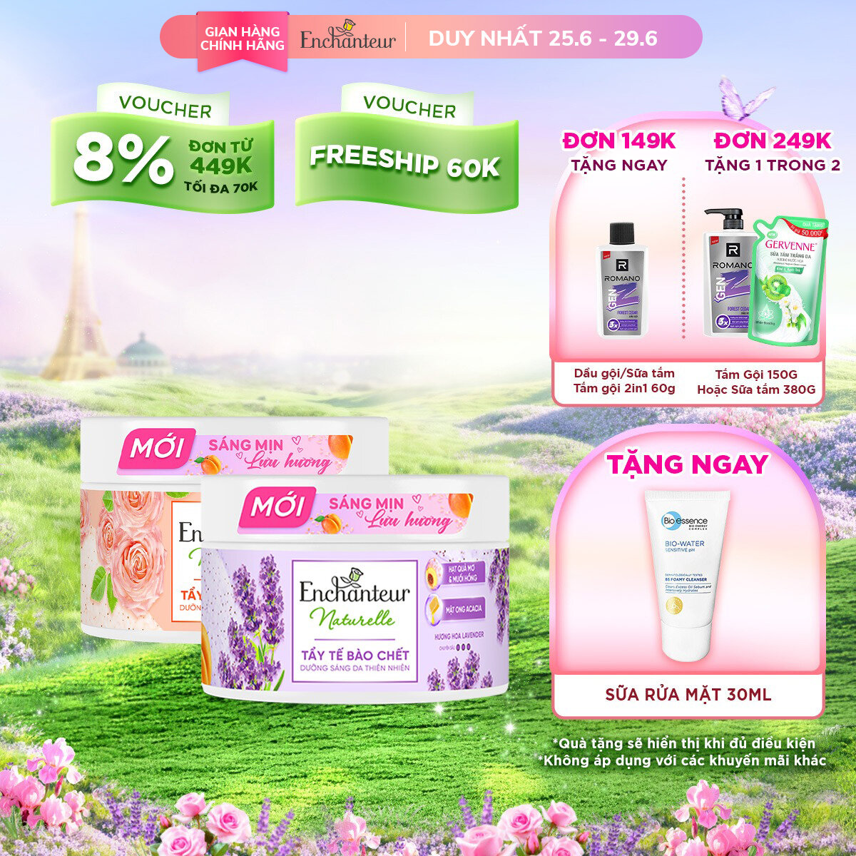 Combo 2 Tẩy tế bào chết Enchanteur Naturelle Lavender 250ml