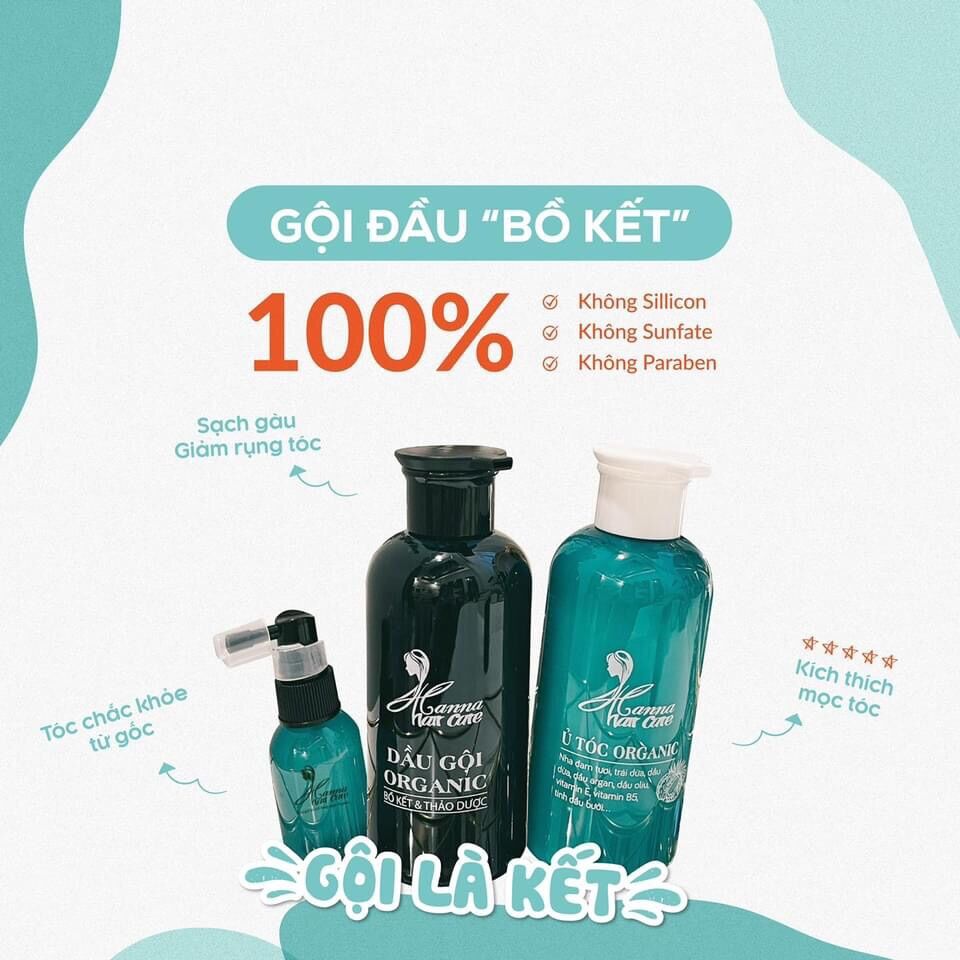 Dầu gội ORGANIC Bồ kết & Thảo dược HANNA HAIR CARE chai 500ml
