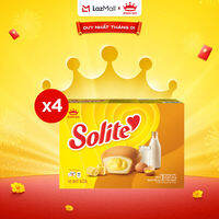 Combo 4 Hộp Bánh Bông Lan Solite Tròn Kem Vị Bơ Sữa 144g