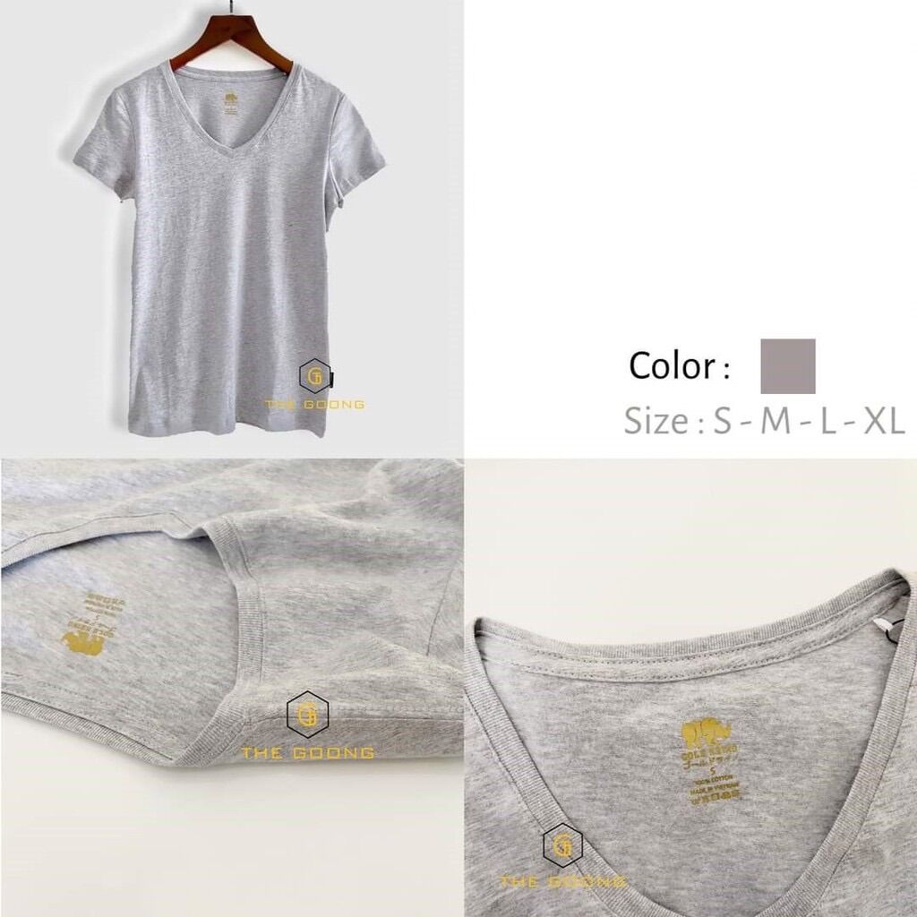 [HCM]Combo 2 áo thun nữ cổ tim Gold Rhino