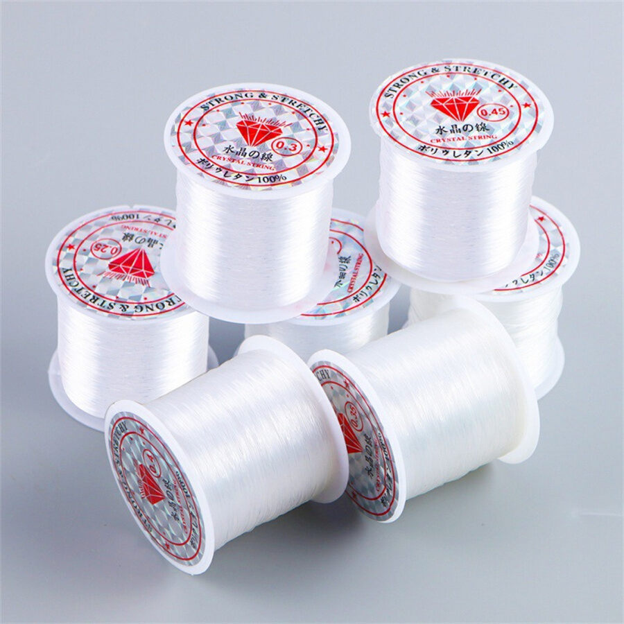 1 Dây Cước Trong Suốt Làm Từ Hạt Pha Lê 0.2-0.8mm Không Co Giãn Dùng Làm Trang Sức Tự Làm Dây Cước Làm Vòng Tay Vòng Cổ Dây Làm Thủ Công