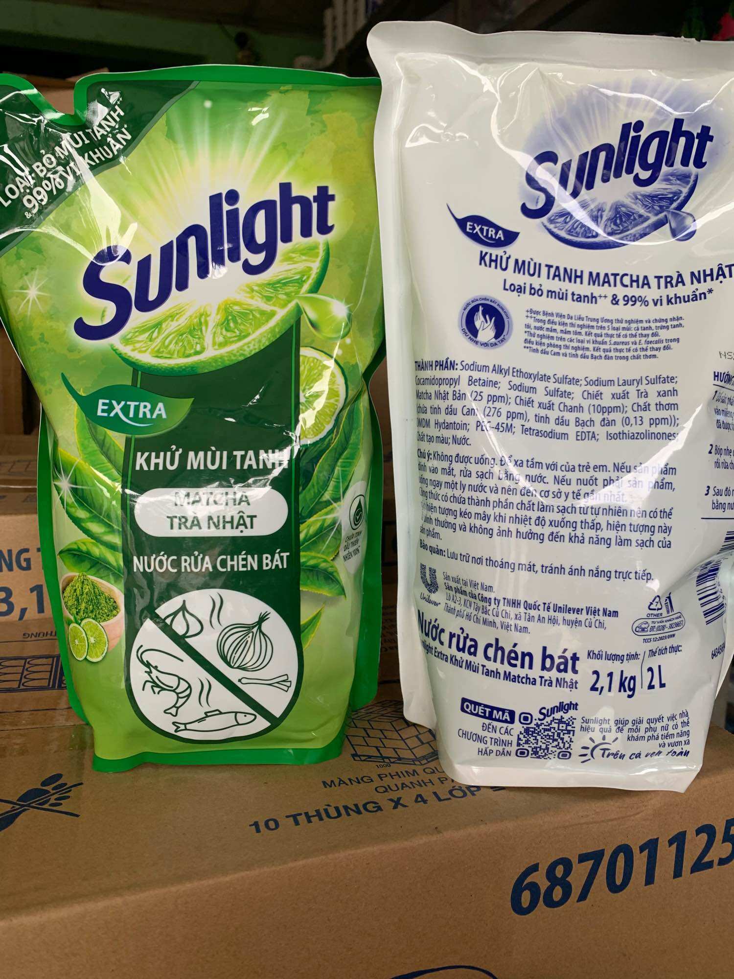 Nước rửa chén Sunlight trà xanh túi 2,1kg