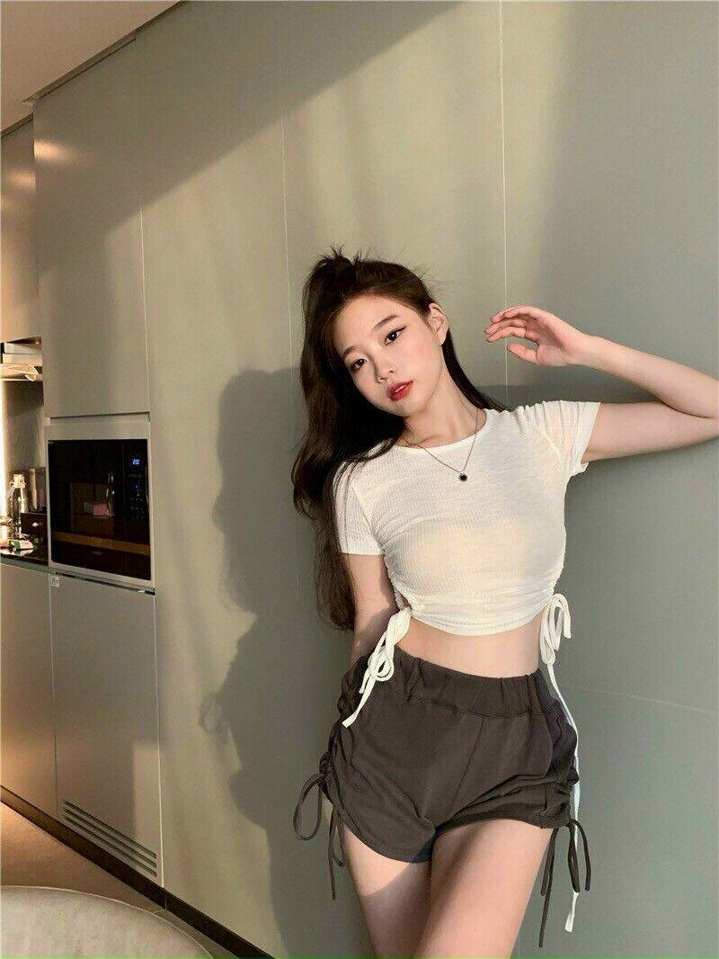 [HCM]áo croptop rút dây 2 bên hông