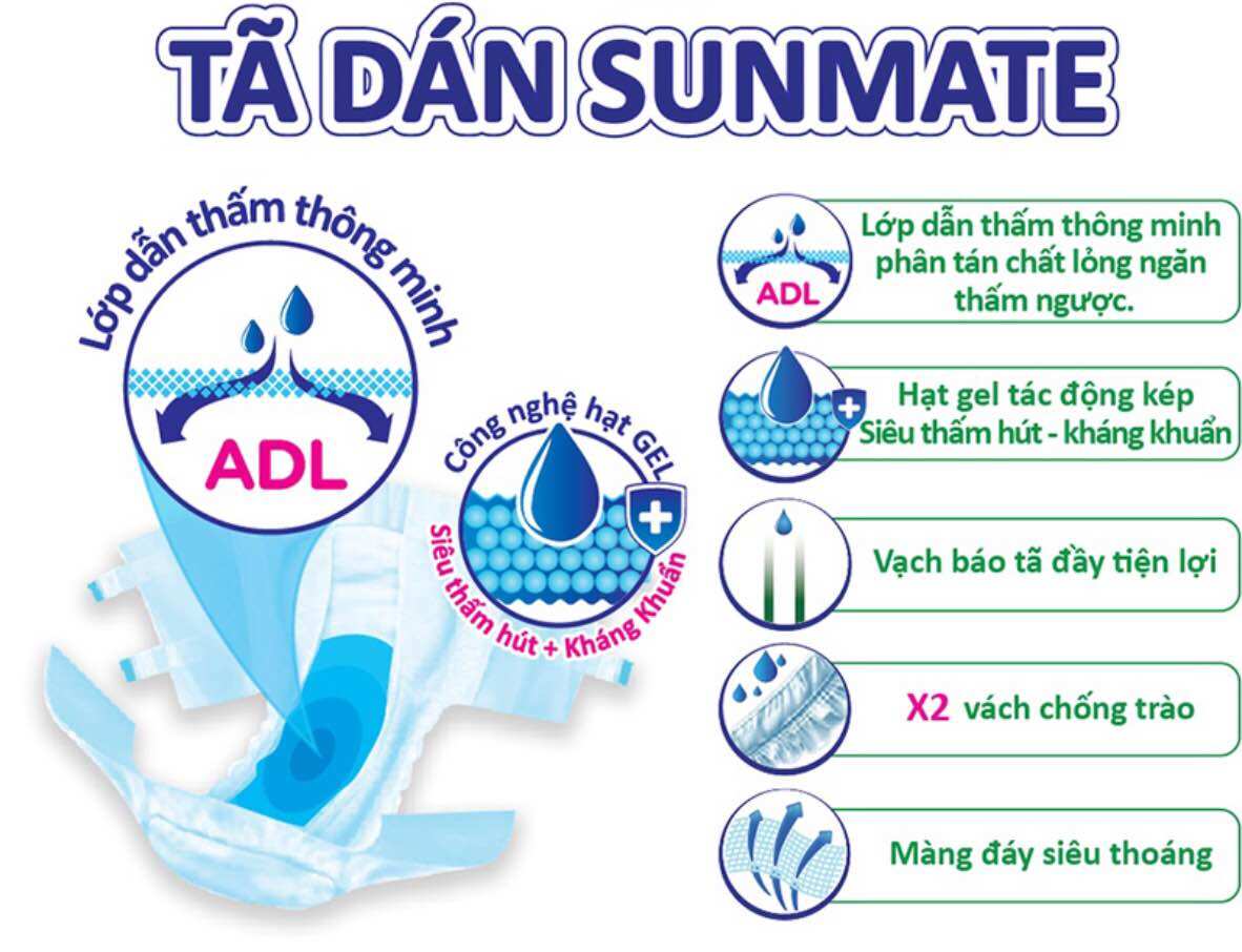 (Mẫu Mới) Tã Dán Sunmate XL18 +2 (20 Miếng) - Tã Dán Cho Người Lớn (Gói Lớn Tiết Kiệm Hơn Sunmate XL10) -Hsd Luôn mới