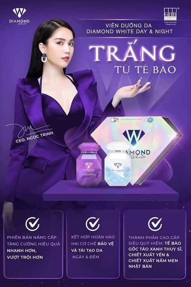 [CHÍNH HÃNG] COMBO 2 Hộp Viên Uống Trắng Da Diamond White Tặng 1 hộp (tem nguyên) ảnh thật