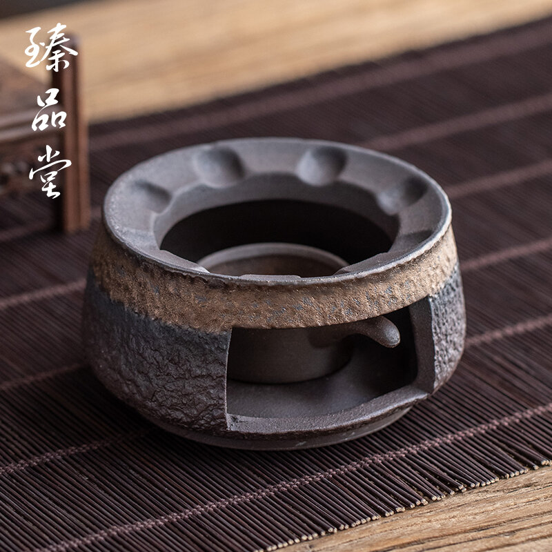 Japanese Style Coarse Pottery Small Stove Firewood Burning Tea Warmer Scented Tea Thermal Insulation Base Kung Fu Tea Ceramic Tea Set Candle Tea-Boiling Stove