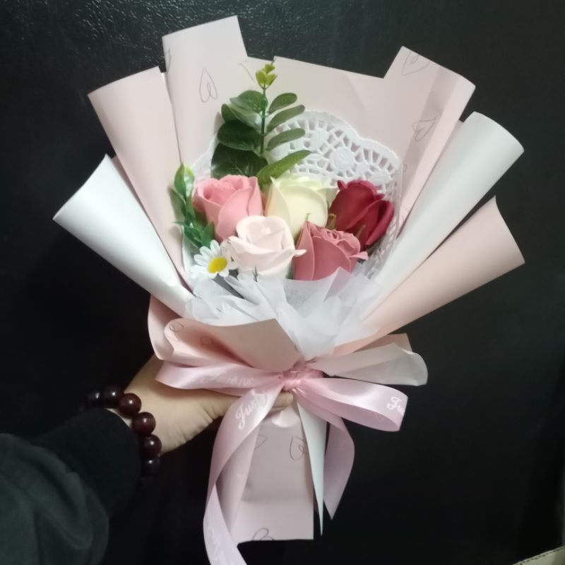 Bó hoa hông sáp thơm vĩnh cửu 5 bông