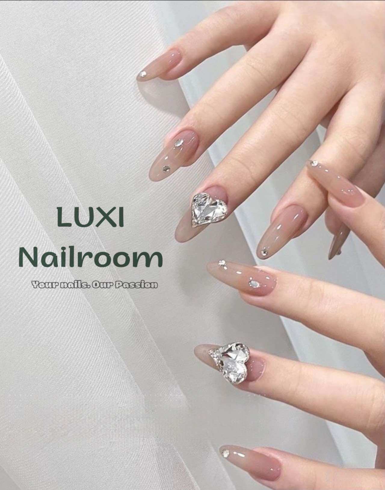 Nailbox - móng úp thiết kế mẫu thạch charm đá trái tim