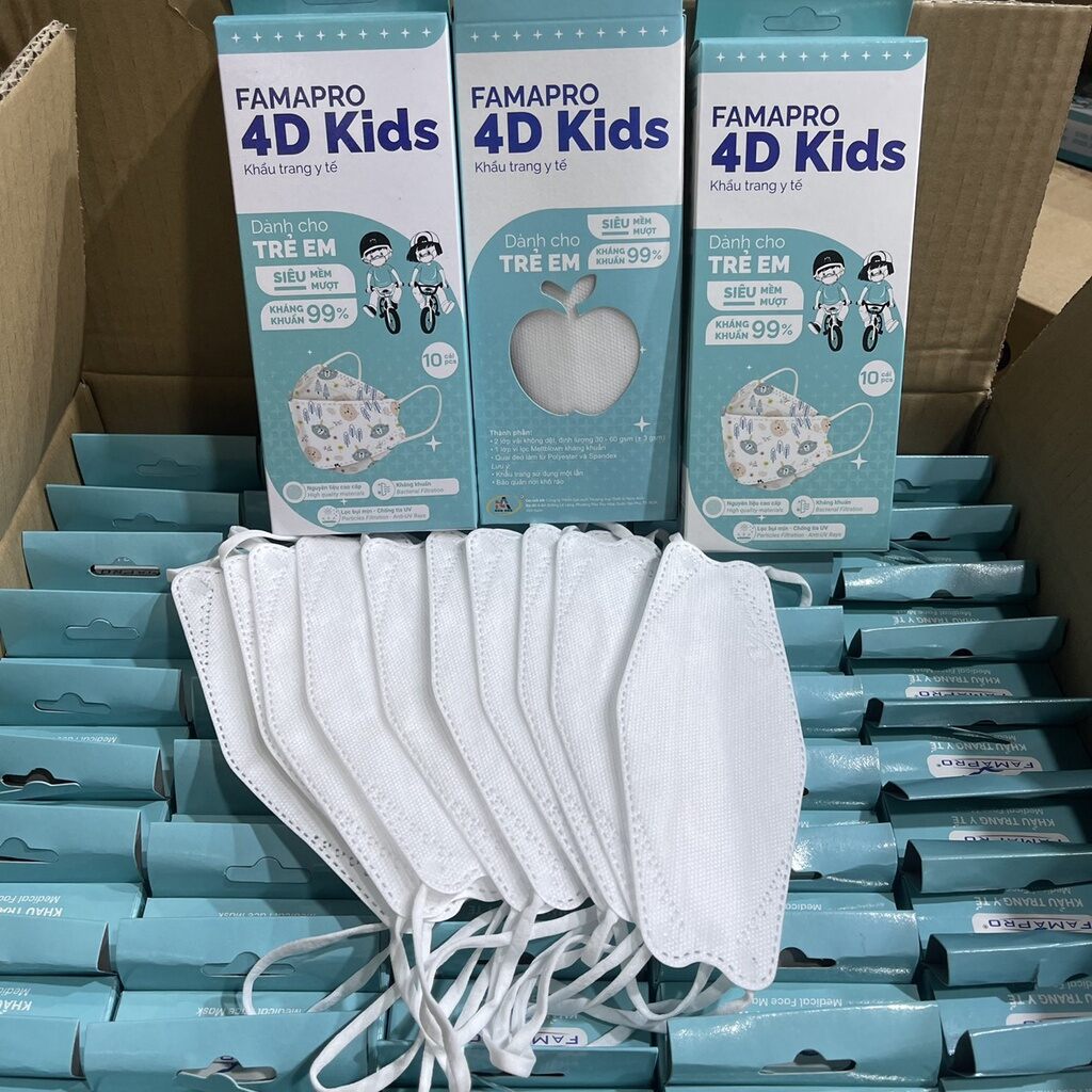 Khẩu trang famapro 4d kids 5 hộp x10 cái
