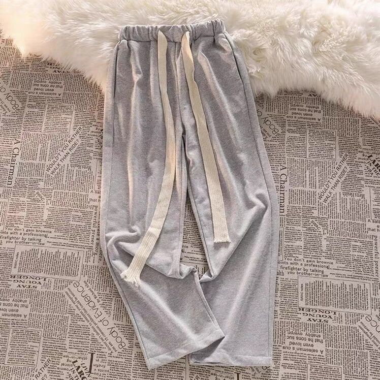 Quần ống rộng trơn cạp cao unisex