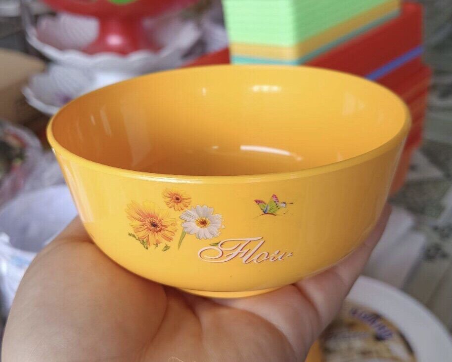 🍜 Bộ 10 Chén CƠM Hoa Cúc, Nhựa Dẻo (RỘNG 11cm, hình thật)