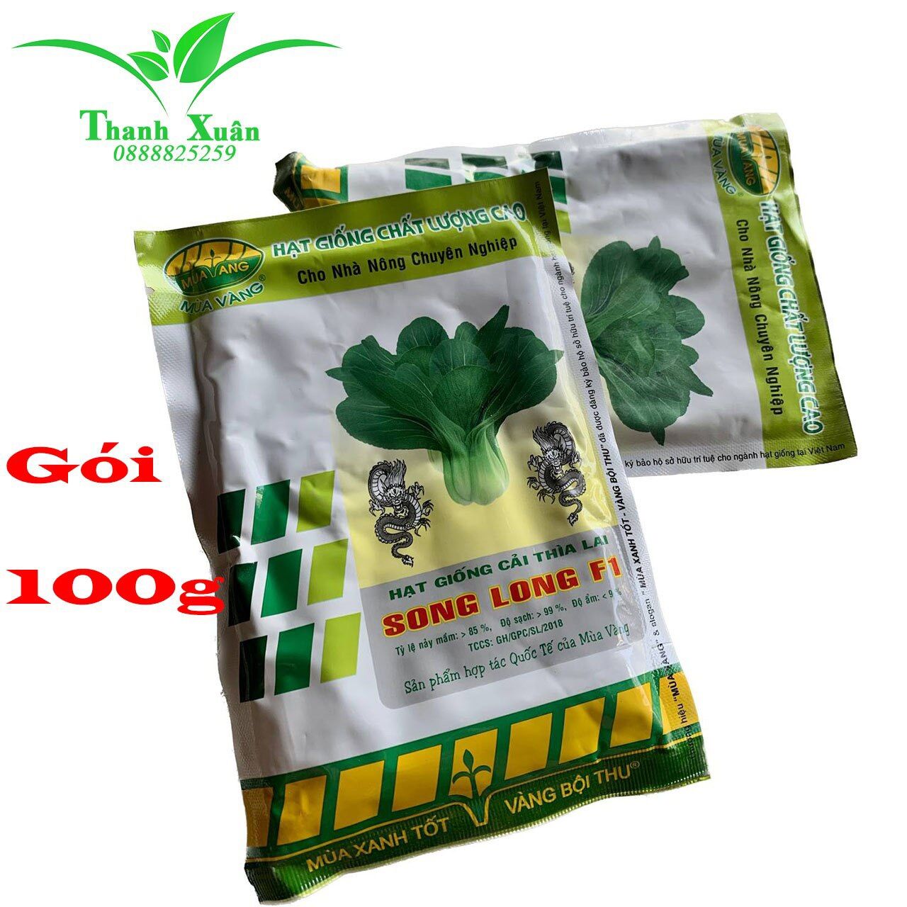 Hạt giống cải thìa lai song long f1 gói 100g