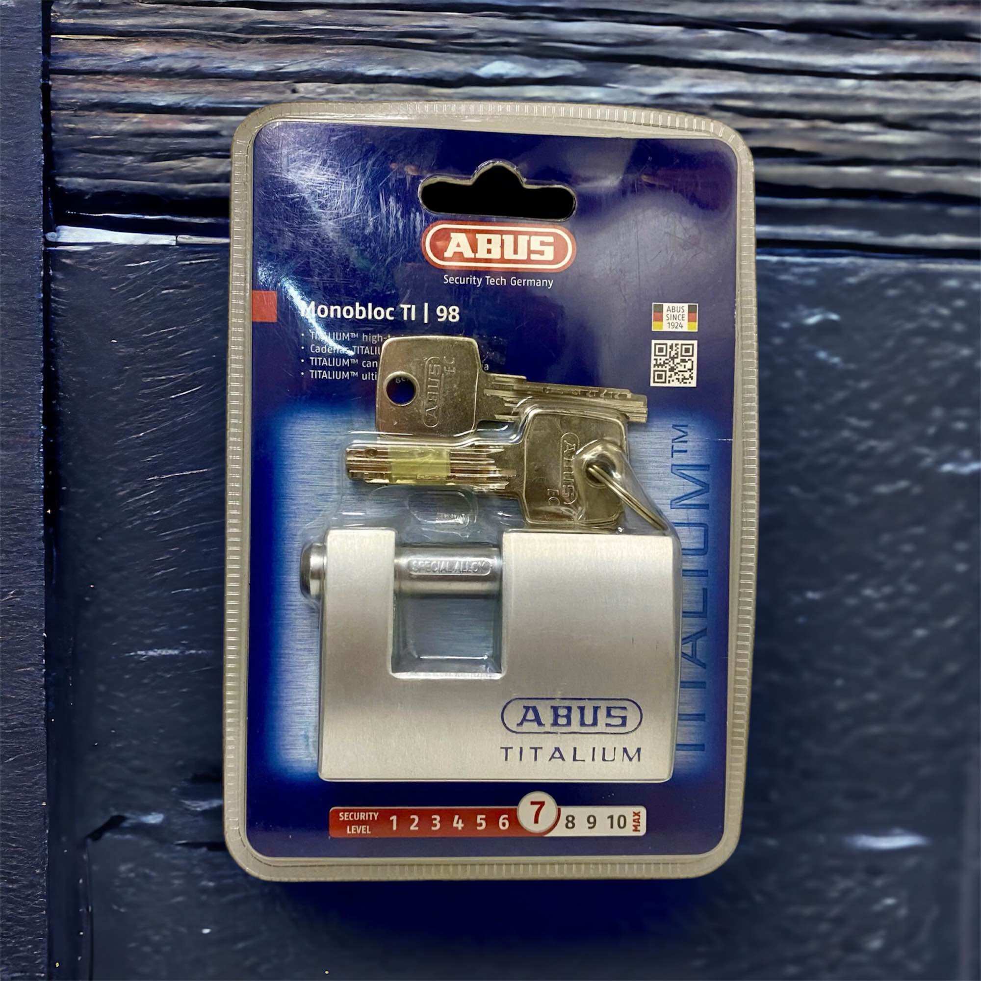 [Hcm]Abus 98Ti/70 Horizontal Lock Abus Titalium 98Ti/70Mm Lock with 4 High Quality Computerized Keys Very Good German Lock