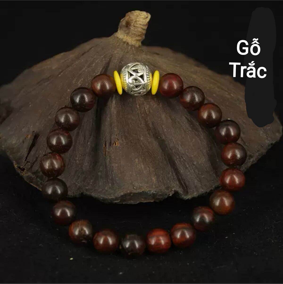 Vòng gỗ danh mộc nam nữ nạm charm bạc