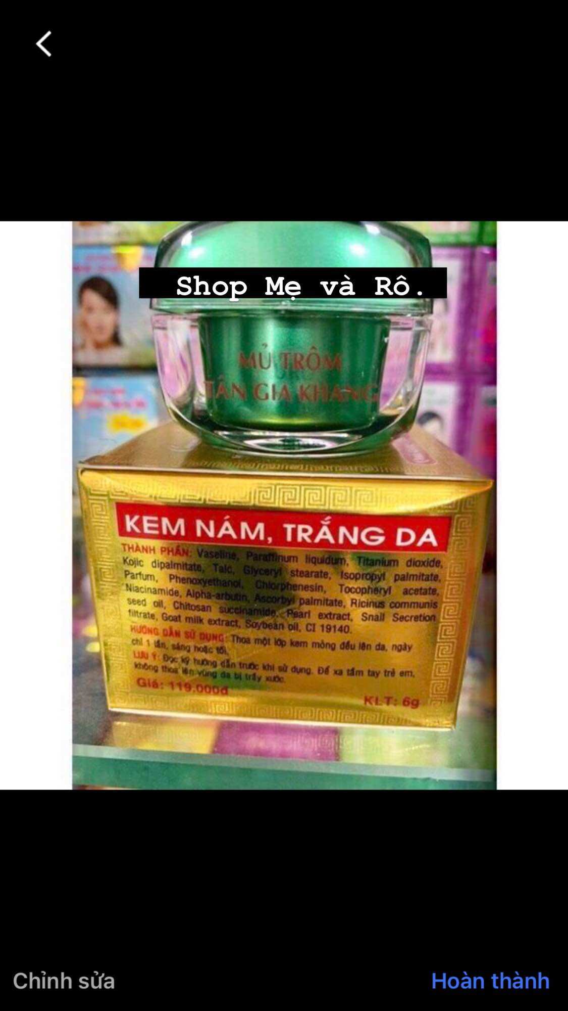 kem mủ trôm giảm nám,trắng da hủ 6gram