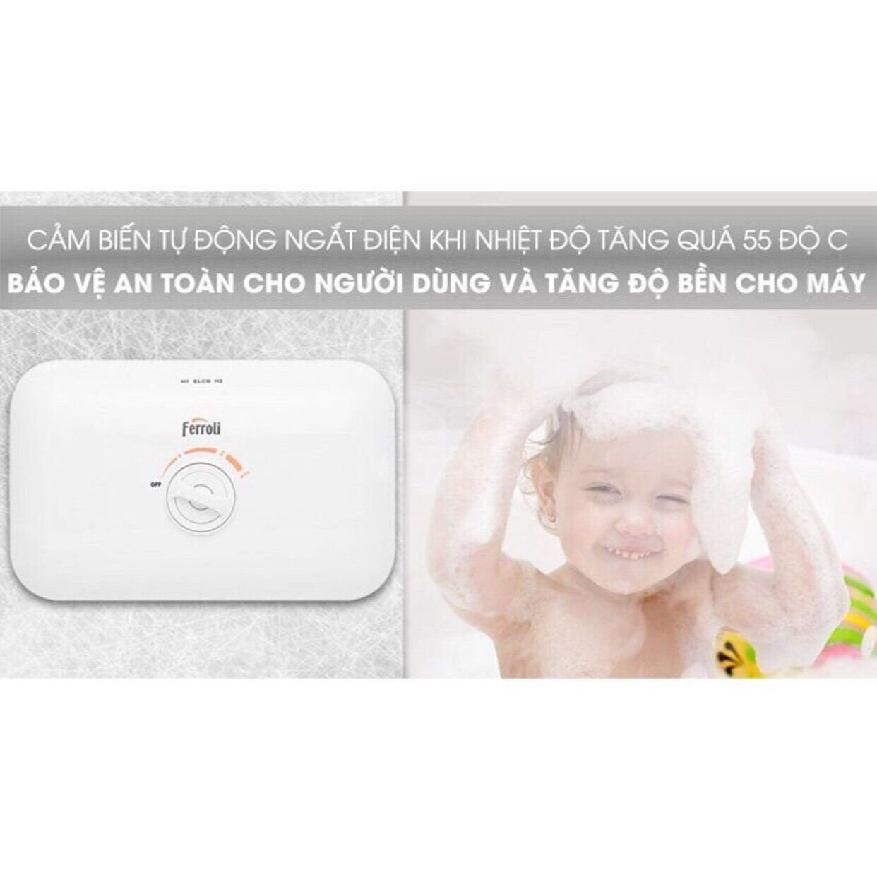 Máy Nước Nóng Trực Tiếp FERROLI RITA 4.5, Chống giật, thiết kế nhỏ gọn, không có bơm