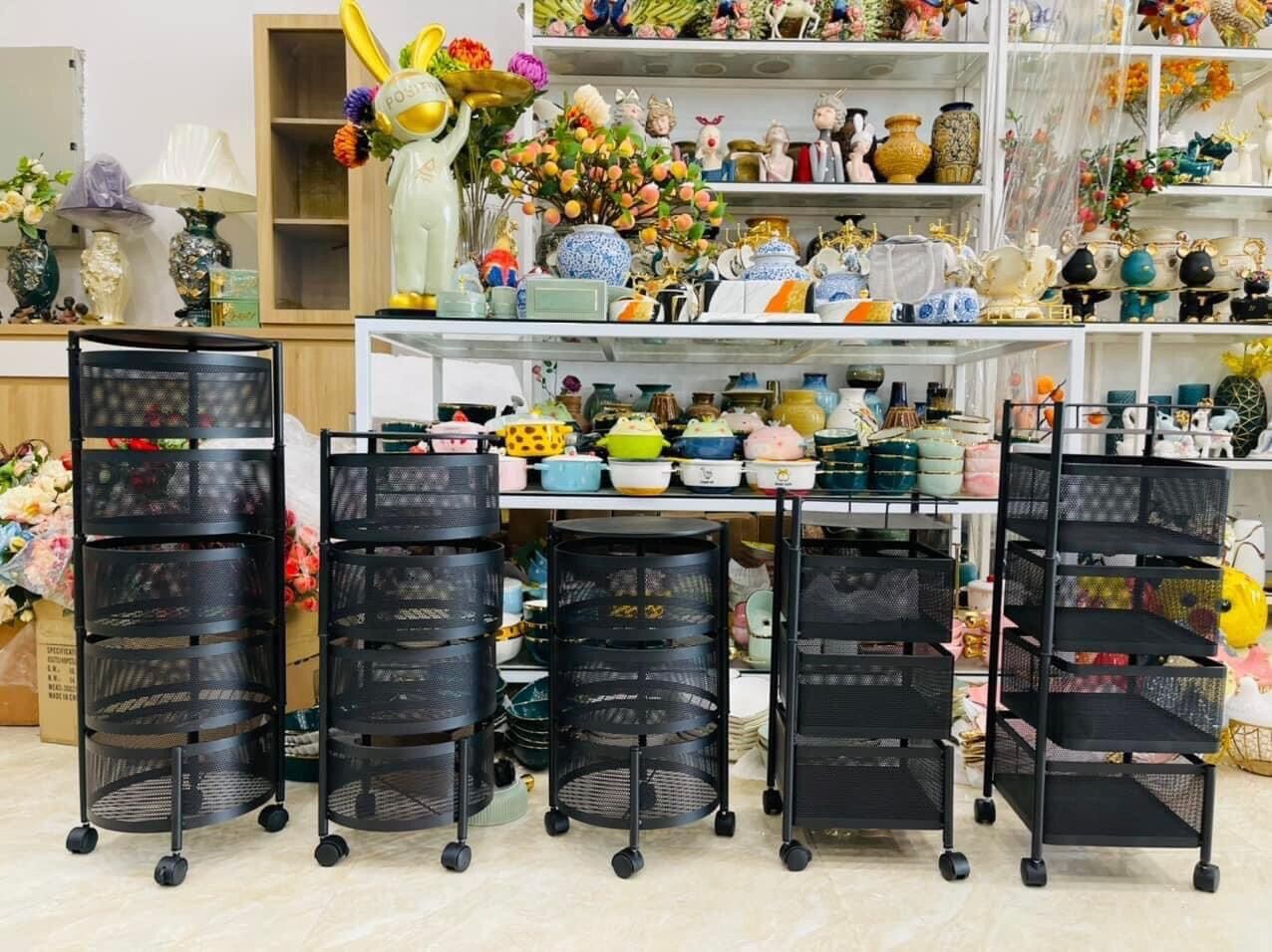 Kệ sắt tròn xoay 4 tầng đa năng