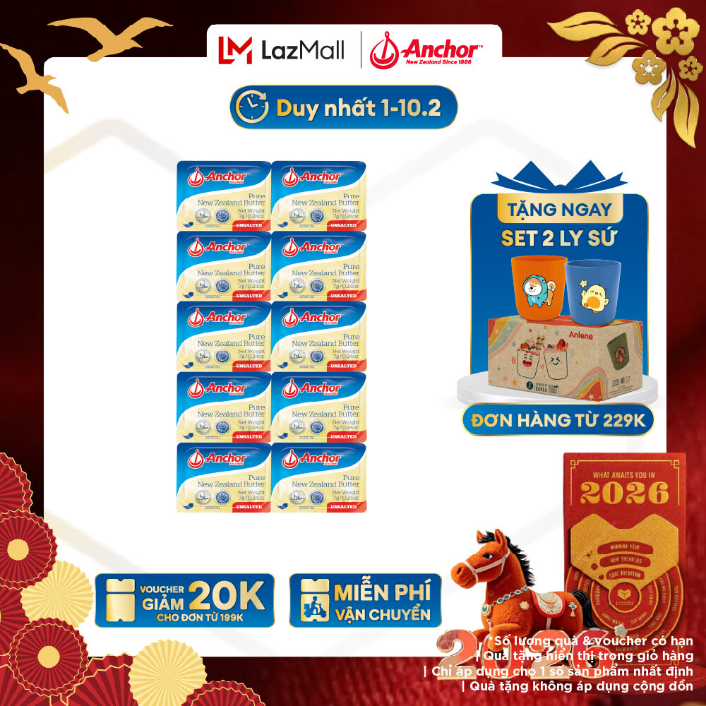 [GIAO HÀNG HỎA TỐC - HCM] Bơ Lạt Anchor Vỉ 10 Hộp - 7G/ Hộp