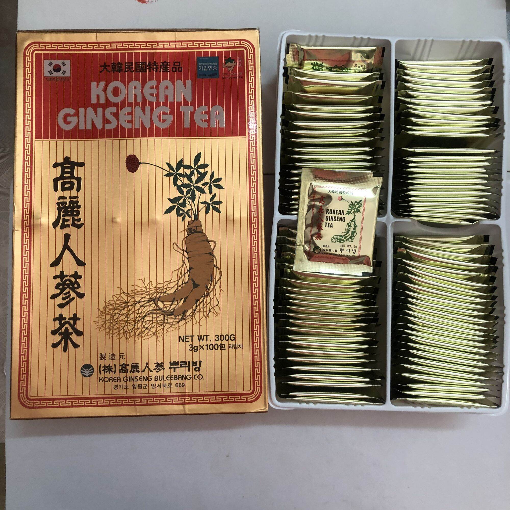 [Hộp 100 gói] Trà Hồng Sâm Hàn Quốc