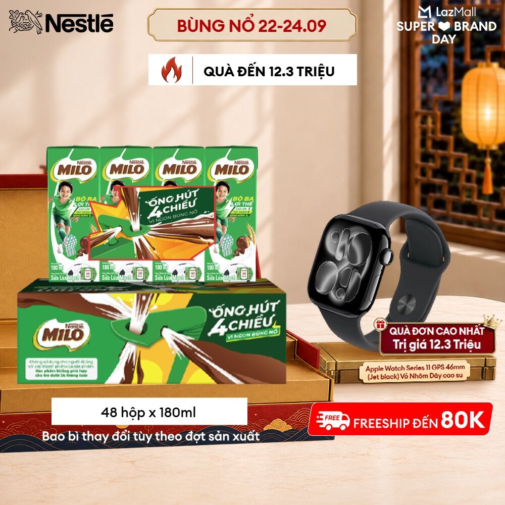 [ƯU ĐÃI THÁNG 9][FREESHIP TOÀN QUỐC] [Phiên bản ống hút 4 chiều] Sữa lúa mạch Nestlé MILO thùng 12 x 180ml (12x4x180ml)