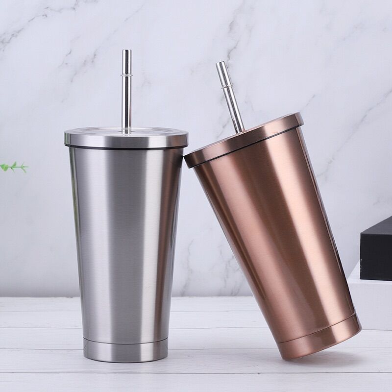 Ly giữ nhiệt inox 500ml và 750ml kèm ống hút và đế ly