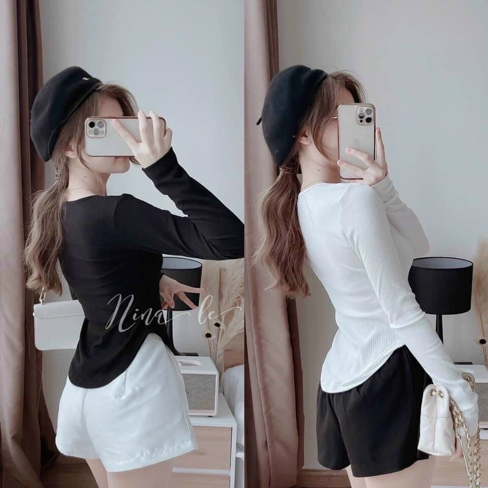 Áo len tăm cổ vuông đuôi tôm