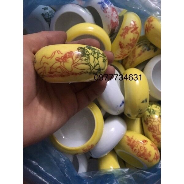 Cóng sứ đựng sâu phụ kiện lồng chim chích choè men đẹp