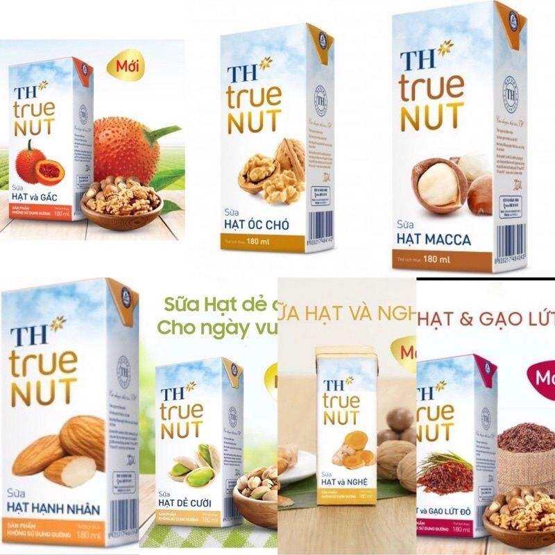 Sữa hạt TH true milk 180ml x 4hộp ( Óc chó / Macca / Hạnh Nhân / Gấc  / Hạt Nghệ/ Gạo Lứt Đỏ )
